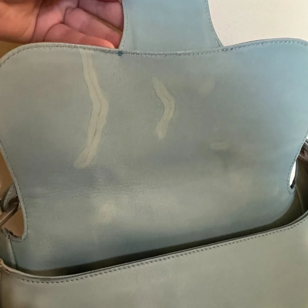 Jimmy Choo Tulita Leather Hobo Shoulder Vintage Handbag in Light Blue - Picture 9 of 10